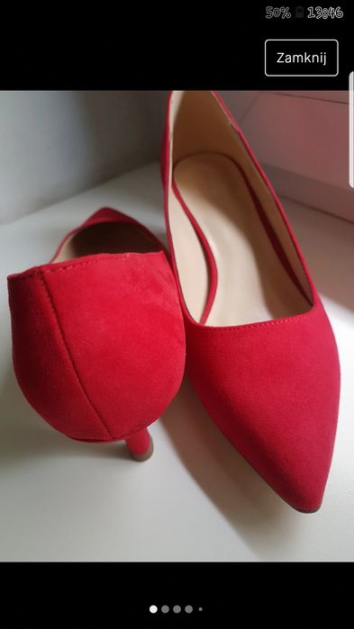 Czółenka NOWE Deichmann Czerwone Malinowe Eco Zamsz