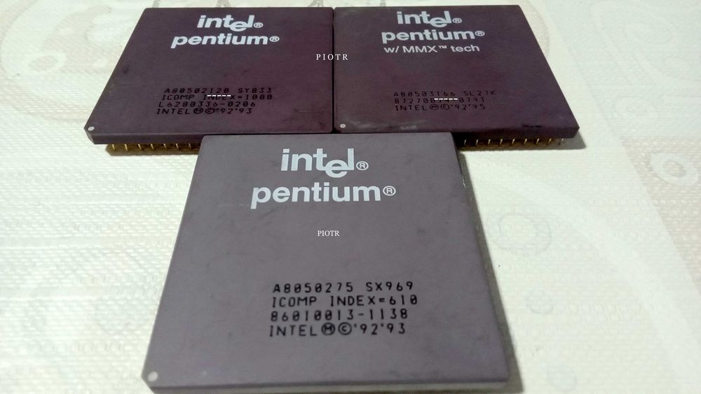 Trzy sprawne procesory Intel Pentium 75,120 i 166MMX