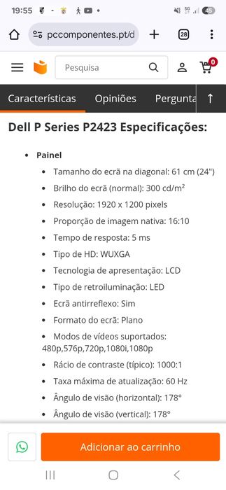 Monitor dell p2423 novo em caixa