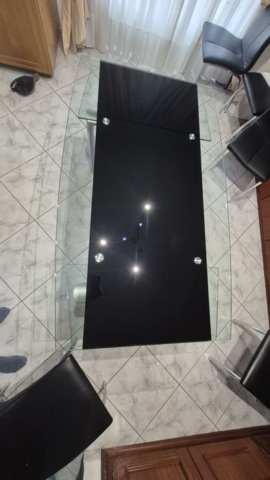 Mesa de jantar vidro temperado preto