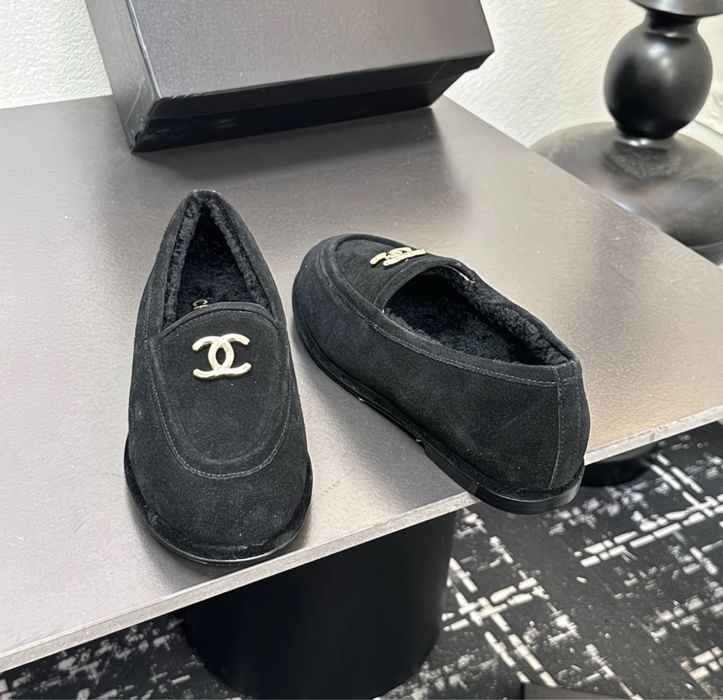 Замшеві тепле туфлі chanel