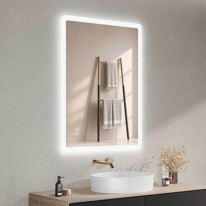 Lustro łazienkowe IMPTS 100 × 60 cm LED 3 barwy Anti-Fog ściemniane dotykowe