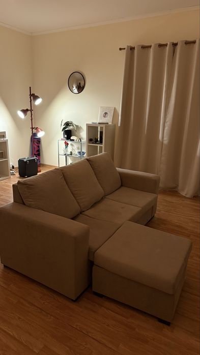sofá 3 lugares bege