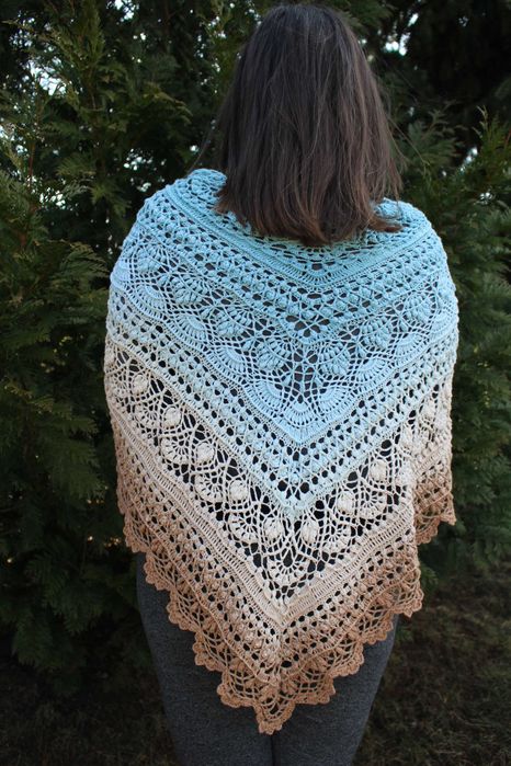Chusta Ombre, ręcznie robiona na szydełku, szydełko, Handmade