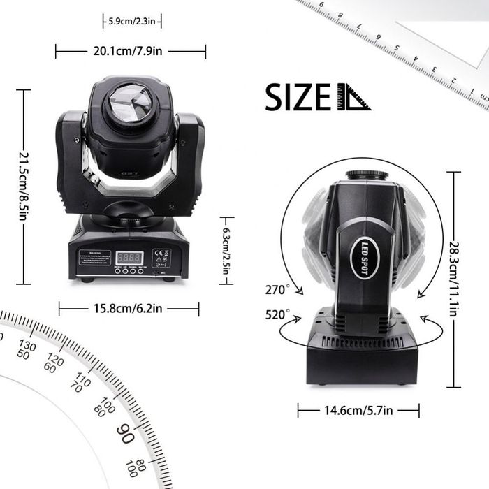 Oświetlenie sceniczne Ruchoma głowa LED DMX 512 RGBW 60W - NOWA