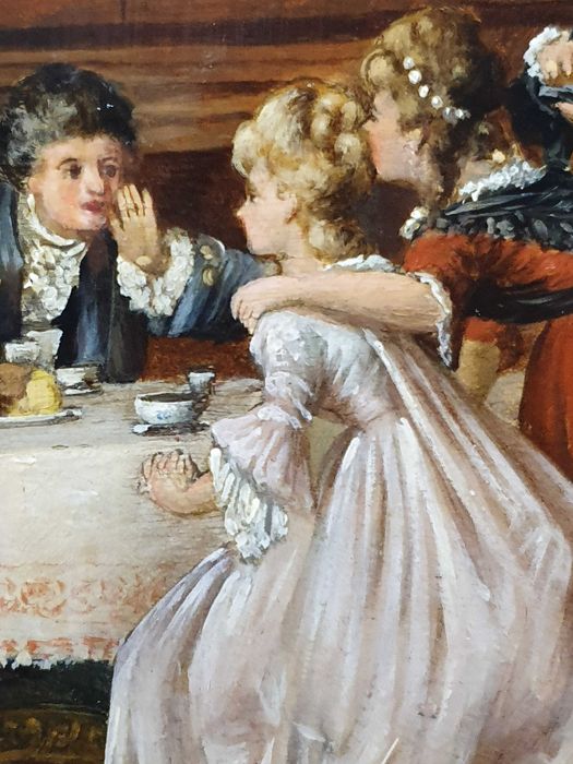 Obraz olejny . Piękna złota rama. 18x26 cm. J Morgan