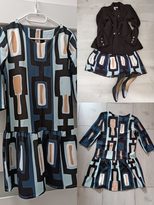 Sukienka uni na S/M M/L geometryczny motyw