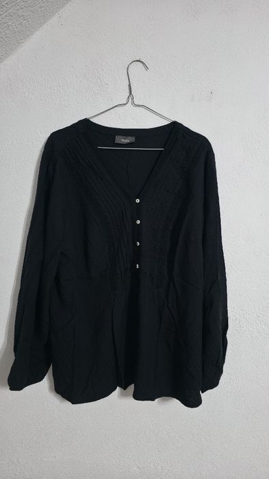 Czarna elegancka koszula damska C&A koronkowa do biura