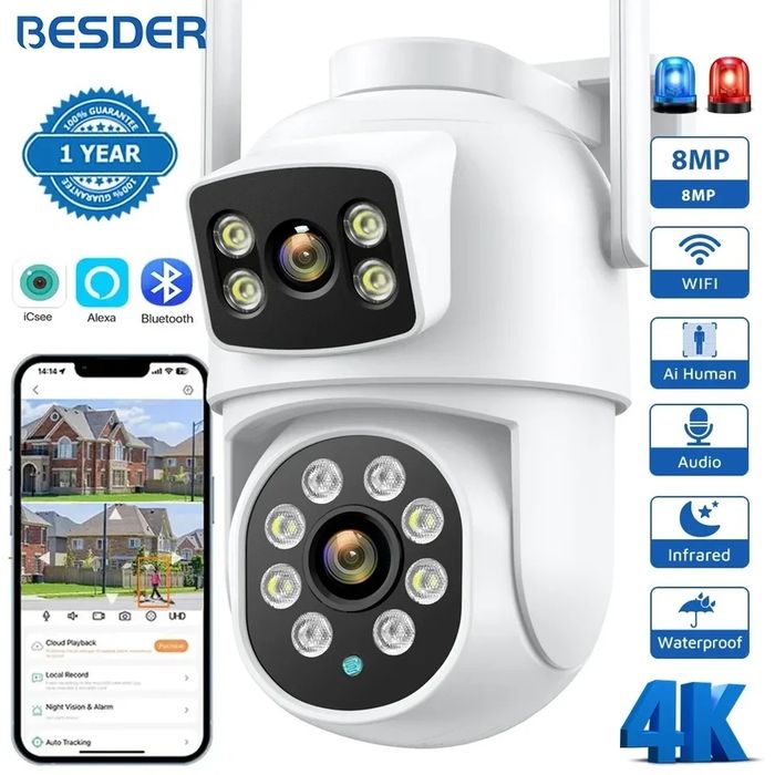 iCSee Камера IP PTZ 8mp відеонагляд 2 об'єктива Wifi O-kam