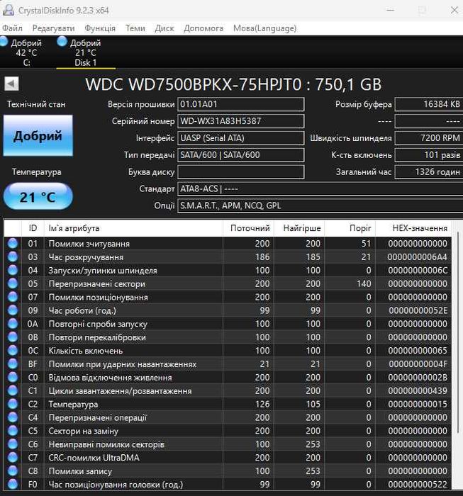 Зовнішній жорсткий диск USB 3.0 750GB