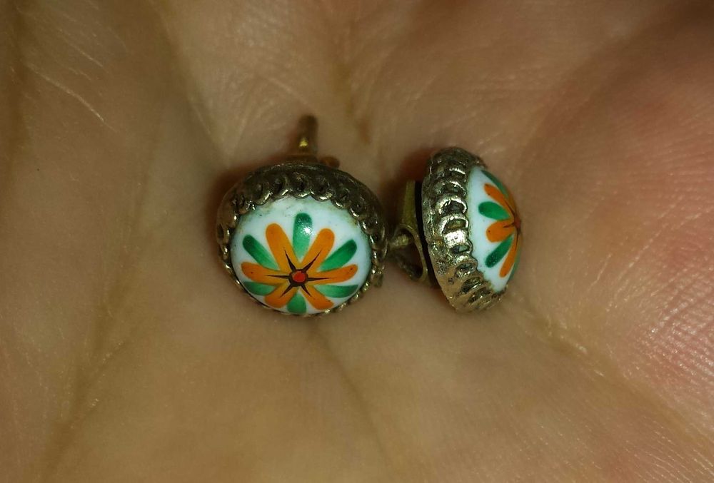 Серёжки СССР финифть серьги гвоздики пусеты