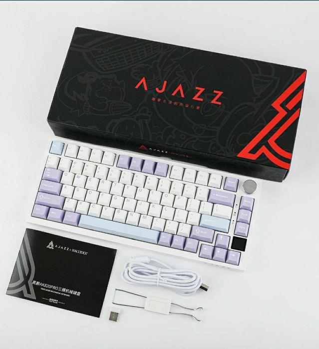 КИРИЛИЦЯ. Ігрова механічна клавіатура Ajazz AK820PRO RGB дисплей/екран