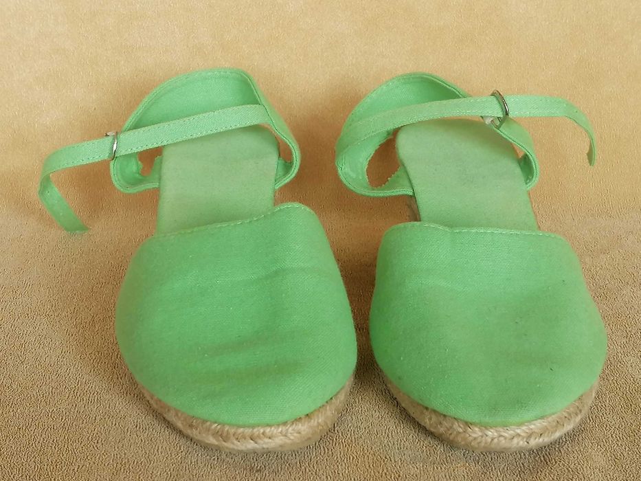 Sandały espadryle na koturnie zielone r.41