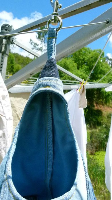 Saco de molas de roupa em patchwork de ganga "Tipi"