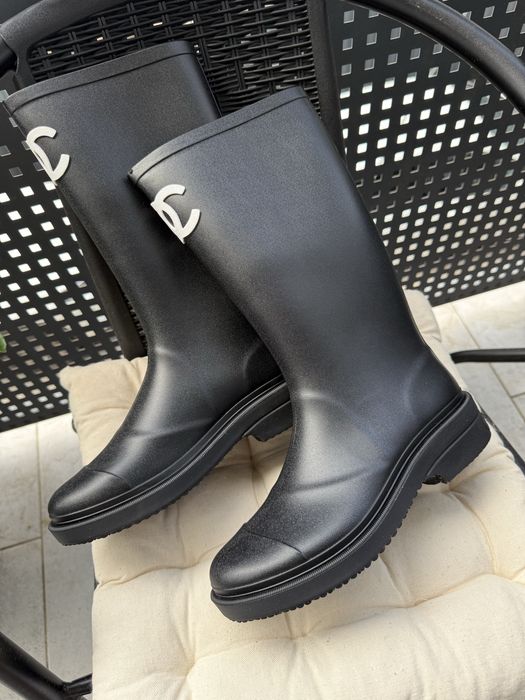 Резинові сапожки Chanel Rubber Rain Boots Black 36 37 розміри