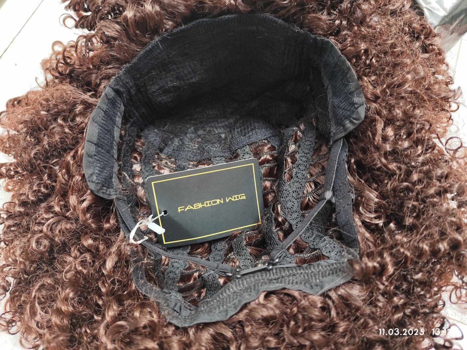 Peruka premium afro loki brąz brązowa gęsta WIG