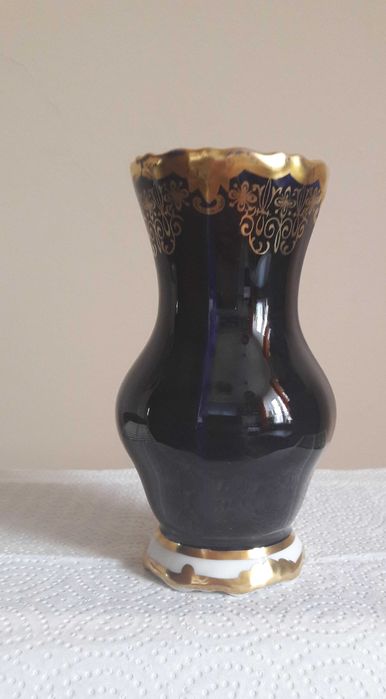 Wazonik Echt Weimar Kobalt 12 porcelana antyczna    wys 14 /6,5 cm