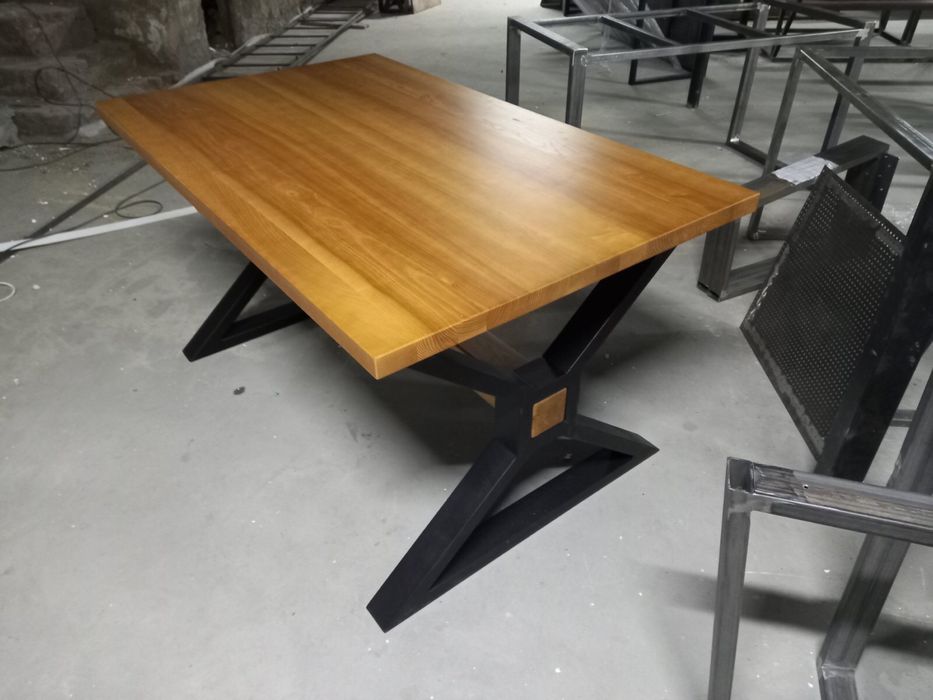 Стол. Стекло. Стул. Лофт. Дерево. Мебель под заказ.