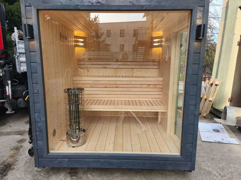 Sauna Ogrodowa Olaya 3 2,3x2,0m Witryna + Ocieplona + Piec