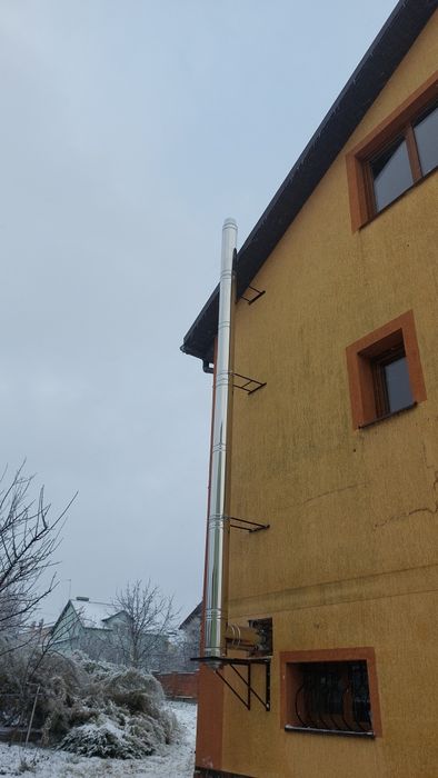 Гільзування димоходів,Монтаж димоходу,Димоход нержавійка,Сендвіч труба