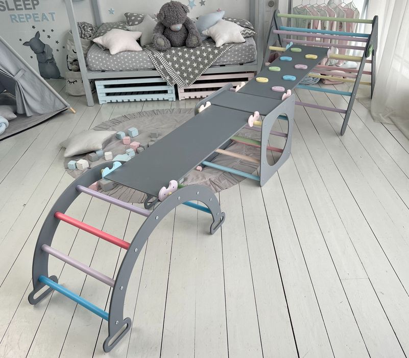 Сiрий дитячий комплекс Піклера Пиклер Арка Трикутник Подушка монтесорі