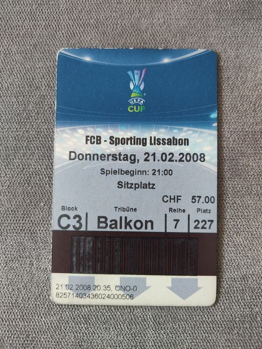 Bilhete FC Basileia Sporting 2008 UEFA