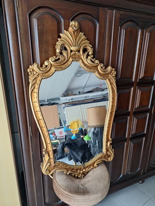 Espelho dourado madeira