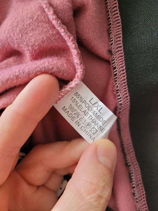 Nowy welurowy różowy dres bluza z kapturem+spodnie rurki wysoki stan L