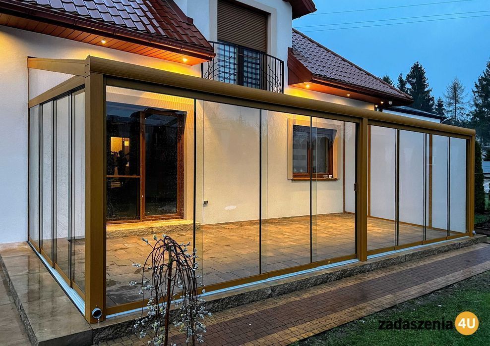 Zadaszenia tarasów balkonów aluminiowe zabudowy szklane tarasów ogrody zimowe systemy przesuwne pergole aluminiowe szkło VSG