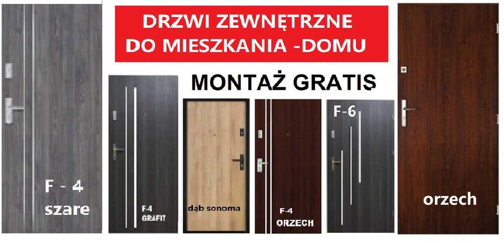 Drzwi z montażem zewnętrzne wejściowe wewnątrzklatkowe do BLOKÓW