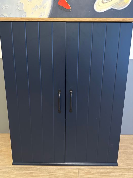 SKRUVBY Armário c/portas, azul-preto, 70x90 cm