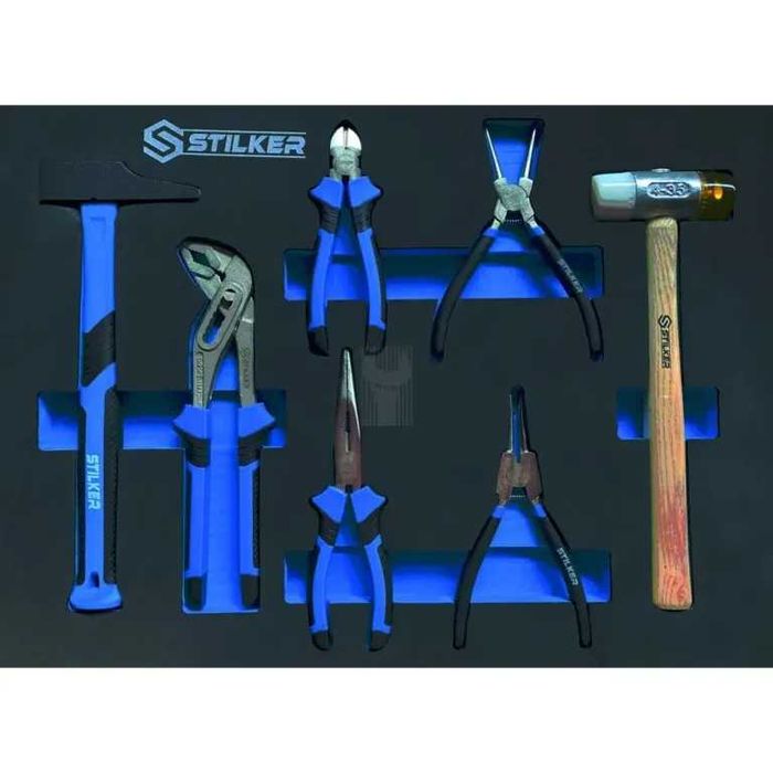 KIT Armário Modular de Oficina 4 Elementos com 147 Ferramentas + Enrolador 10+1 Metros STILKER LL29