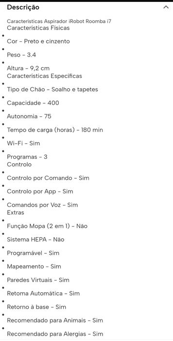 Aspirador robô romba I7