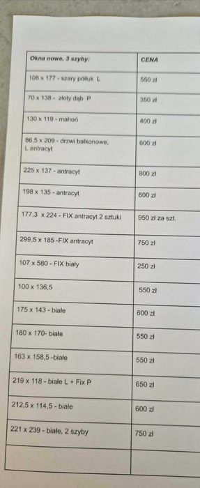 Okna  nowe i używane PCV różne wymiary