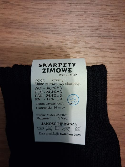 Skarpety zimowe czarne.