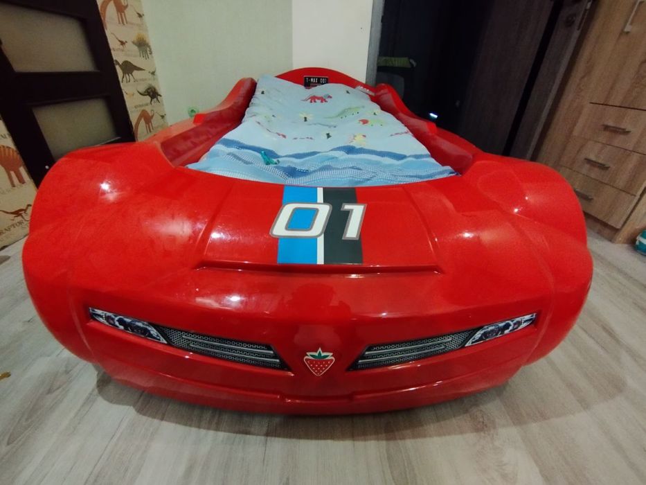 Детская кровать машина с матрасом, авто Cilek Turbo Max 90x195