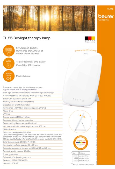 Lampa antydepresyjna BEURER TL 85