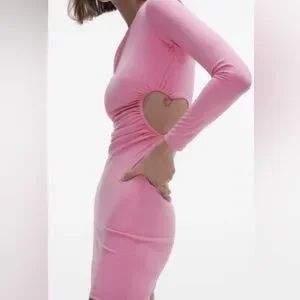 Рожеве плаття Zara з вирізом у вигляді серця розмір XS