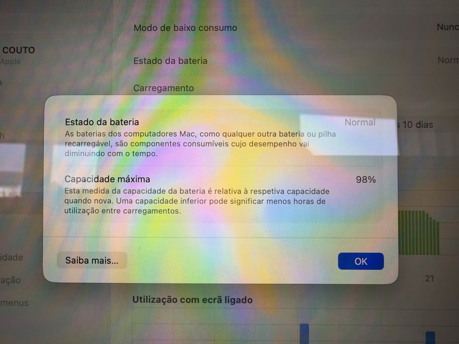 Apple macbook air 15 polegadas 8gb Ram e 512 de disco 98% bateria com caixa e fatura sem garantia