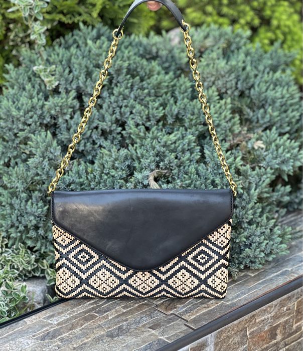 J.crew usa стильна зручна жіноча сумка клатч шкіра/солома