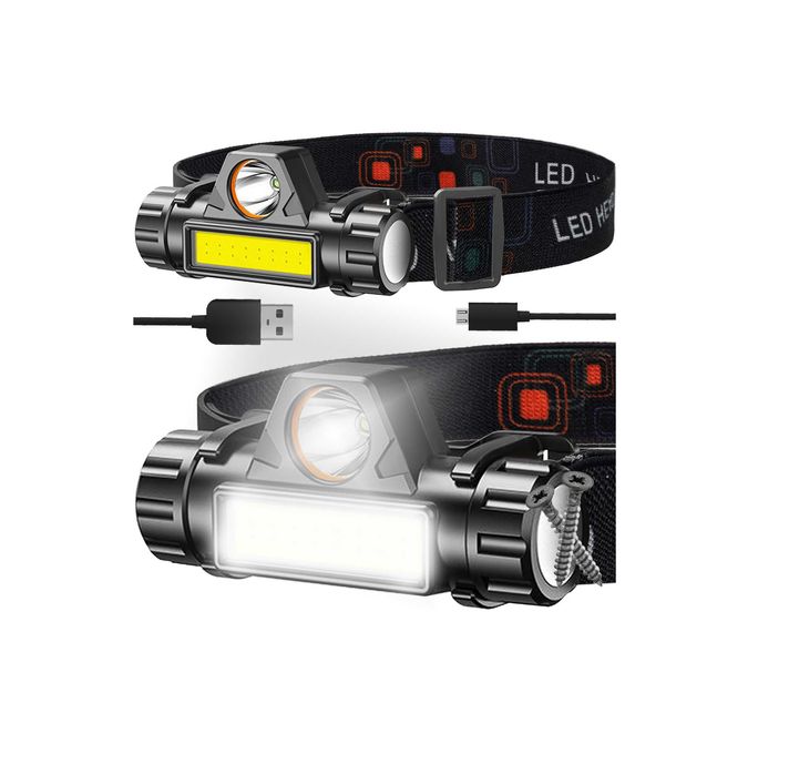 Latarka czołowa mocna COB LED czołówka 4w1 na USB uniwersalna SOLIDNA