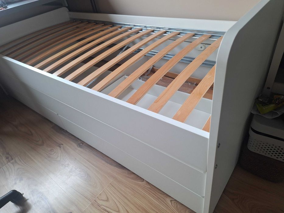 IKEA Slakt rama łóżka z łóżkiem dolnym i szufladami. Bez materacy