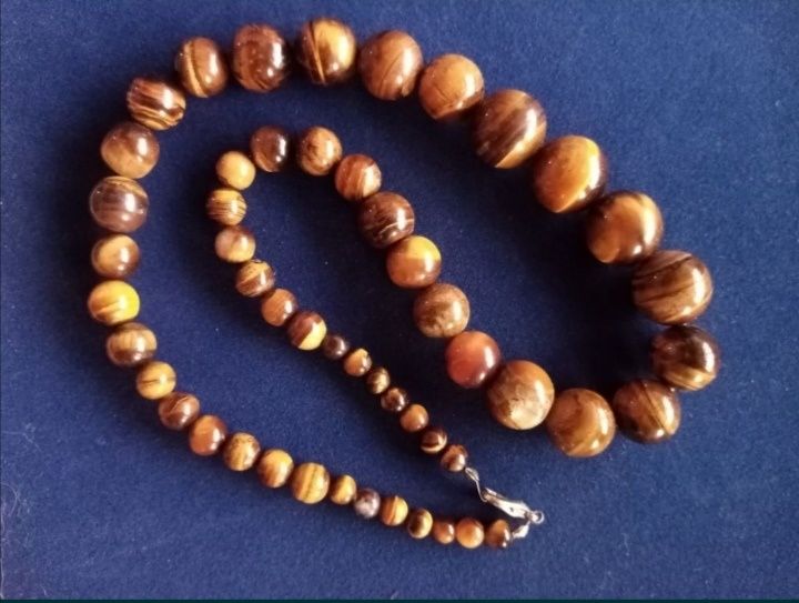 Бусы сатиновые, тигровый глаз