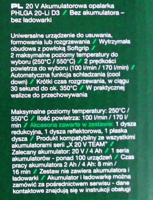 Opalarka Parkside bezprzewodowa 20V