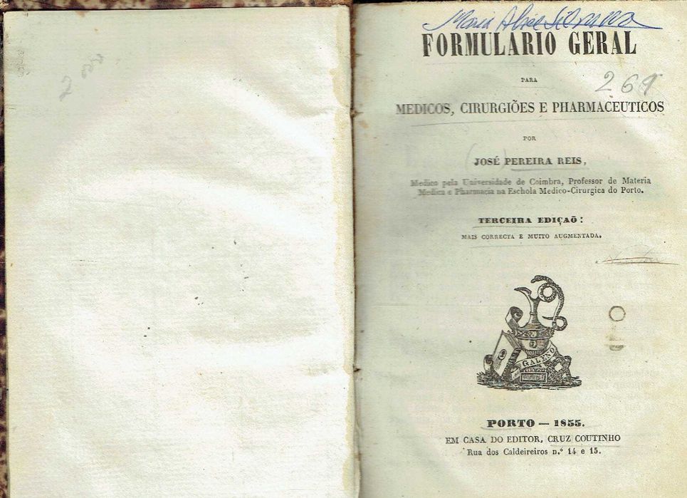 17093  Formulário Geral  para médicos Jose Pereira Reis   - 1855