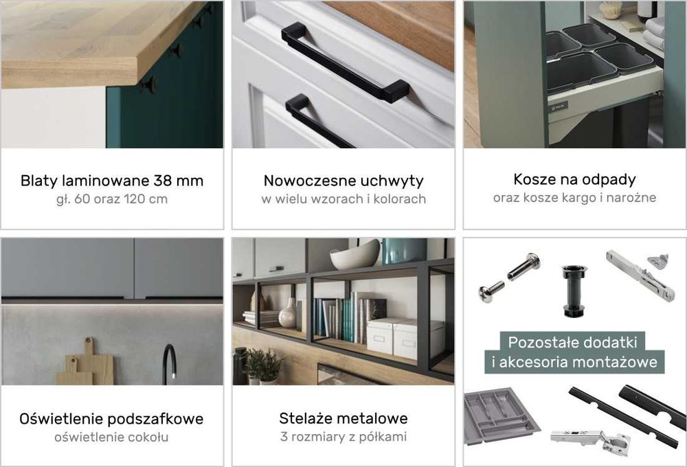 SK LAKIER Kuchnia QUATRO+ meble szafki kuchenne mat TRANSPORT wycena