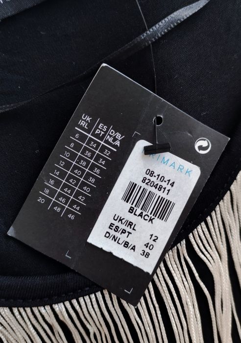 Długi czarny top z frędzelkami Atmosphere 40 38