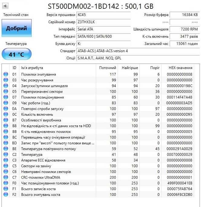 Винчестер жесткий диск 500 Gb Гб SATA3 Seagate ST500DM002 рабочий