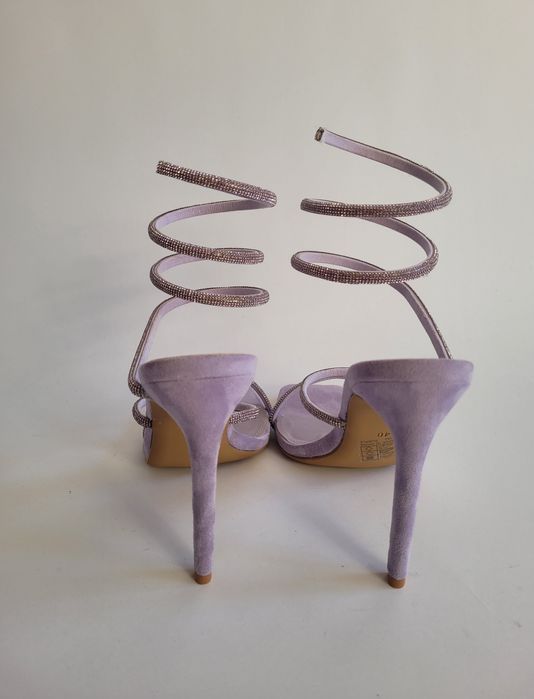 Nowe fioletowe liliowe sandałki na obcasie szpilki czółenka 40