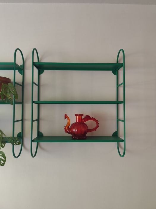 2 zielone  półki ścienne  metalowe  IKEA FÄRGSÄTTARE loft / retro